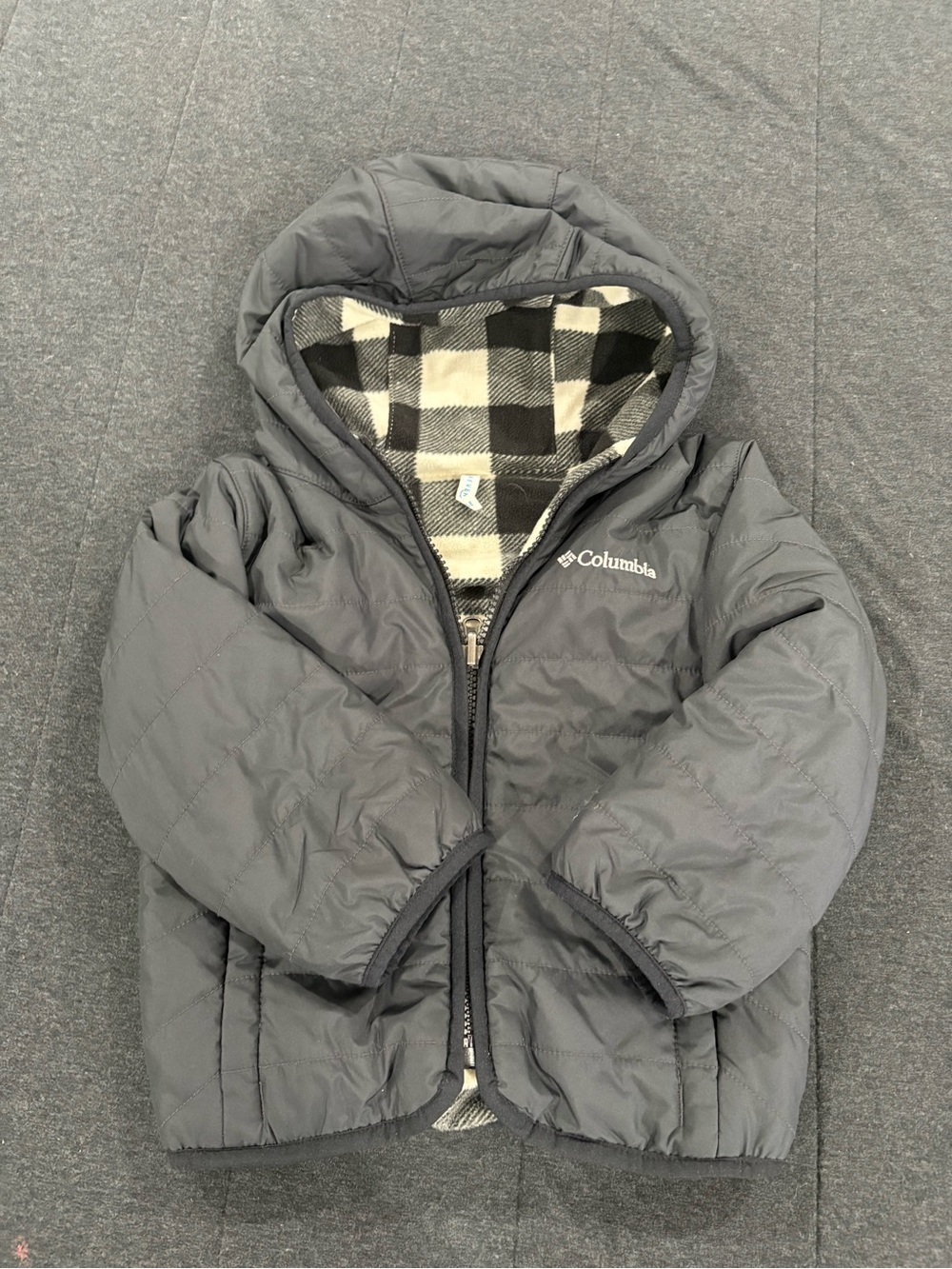 Columbia Black and White Plaid Reversible Jacket